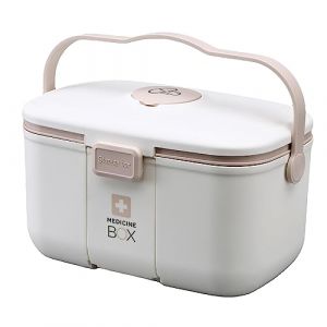 SagTuol Boite pharmacie, Boite de rangement medicament portable &agrave; 2 niveaux, Boite medicaments rangement, Bo&icirc;te &agrave; m&eacute;dicaments pour m&eacute;dicaments, pour la maison (CITICDI, neuf)