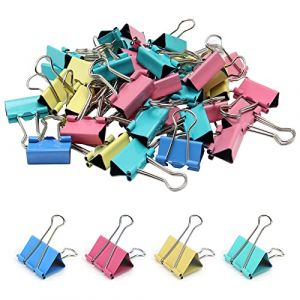 Sixfolo 80 Pièces Pinces Double Clip 19mm Pince Papier Couleur Pince Document Metal Foldback Pinces Papier MéTal Binder Clips pour Papier à Lettre Clip Fournitures De Bureau (Manying, neuf)