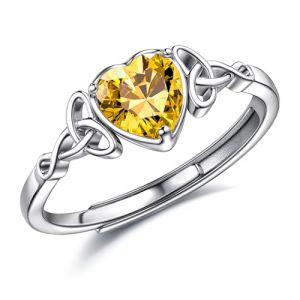 JeweBella Bague Argent 925 Femme Reglable Bague Pierre de Naissance Coeur Brillant Alliance Femme Bague de Fiancailles Bague Promesse Mariage Bague Pouce Bague Femme Argent Bijoux avec Boîte Cadeau (MOY-UK, neuf)