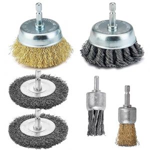 6 Pièces Ensemble Brosse Metallique pour Perceuse, 6 mm Brosse Metallique a Main, Brosse Metallique pour Meuleuse, Brosse Polissage Perceuse pour Meulage, Polissage, Dérouillage (gooyee, neuf)