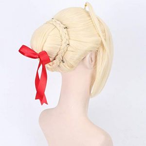 Anime destin rester nuit cosplay perruque cheveux sabre perruque destin Grand ordre Gloden synthétique Halloween fête Cosplay perruques + bonnet de perruque taille unique PL-013-2 (good stuff A, neuf)