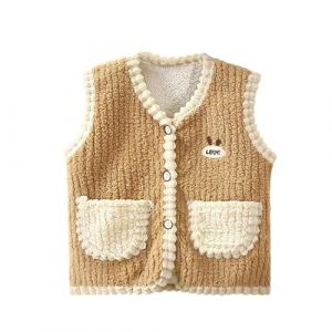 Générique Gilet en Polaire pour Bébé Garçon Fille Automne Hiver Veste Manteaux Sans Manches Cardigan Col en V Sherpa Gilets Ado Filles en Molleton Polaire Doux Chaud Vêtements d'extérieur avec Poches (NiceYear, neuf)