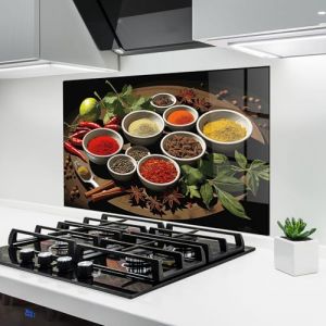 ARTHUB&reg; Cr&eacute;dence de Cuisine en Verre 60x80 cm, Colorful Seasonings | Protection Contre Les &eacute;claboussures, Rev&ecirc;tement Mural en Carreaux, Plaque en Verre, Verre tremp&eacute;, Aliments, &Eacute;pices (ARTHUB - wall decor, neuf)