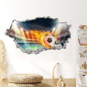 YunBey Stickers Muraux Football 3D Autocollant Mural Enfant Décoration Chambre Garcon Sticker Sport Stickers Muraux Foot pour Chambre d'Enfant Ado Garçon (39x68cm) (Hrroes, neuf)