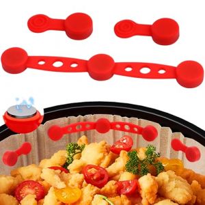 KOVSGQ Boucle Magn&eacute;tique En Silicone Pour Friteuse &agrave; Air Aimants En Silicone Pour Friteuse &agrave; Air Air Fryer Magnets Silicone Buckle 3pcs Accessoires Air Fryer pour Doublures En Papier Parchemin (Rouge) (Travenix-US, neuf)