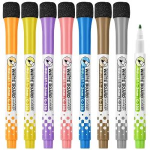 OFFCUP Feutre Tableau Blanc Effacable, 8pcs Marqueur Tableau Blanc Effacable, Feutre Ardoise Effacable à Faible Odeur, Stylos de Tableau Blanc pour Enfant Maison L'éCole Bureau-Muticolor (HOOCHE, neuf)