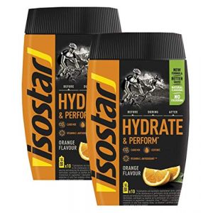 Isostar Hydrate & Perform Iso Drink - 400 g de poudre de boisson isotonique - Poudre d'électrolyte pour soutenir la performance sportive - Orange (2x400g) (Special-Fitness, neuf)