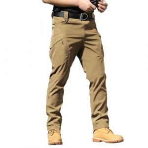 Lggwunsi Pantalon Militaire - Multi-Poches Elastique Militaire Pantalon Cargo Homme Respirantes &agrave; S&eacute;chage Rapide Pantalons Tactique Hommes pour Randonn&eacute;e et Outdoor(Kaki,S) (iyutaomao, neuf)