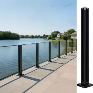 Cvter Garde-corps en Verre Acier Inoxydable - 85cm Poteau de Balustrade en Verre Noir, Syst&egrave;me de Balustrade en avec Robinets, Fentes pour Terrasse, Balcon, Piscine, Jardin, Poteau de coin (liujianjun-us, neuf)