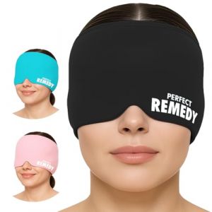 Perfect Remedy - Masque Migraine Headache en Gel, Bonnet Anti Migraine Anti Stress à 360°, Masque de Sommeil Bloque la Lumière, Masque Yeux Froid/Chaud, Soulage Maux de Tête, Migraine, Sinus [Noir] (Better Living EU, neuf)