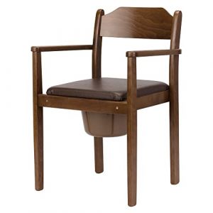 Perla Chaise de toilette hygiénique, chaise de nuit, en bois, seau amovible avec couvercle, pour adultes en bois de hêtre massif, aide de toilette certifiée pour les personnes âgées (marron foncé) (MaJSL, neuf)