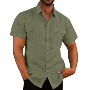 Chemise en Lin Homme Manches Longues Été Coton Chemises Henley Shirt de Couleur Unie Leger Respirant Casual de Plage Chemise en Lin Marron Foncé avec Manches Longues Col Mao Homme Respirant Haut Tops (⭐⭐⭐⭐⭐AEGJEGVD⭐⭐⭐⭐⭐, neuf)