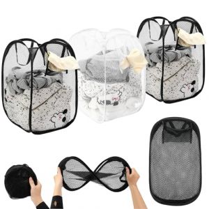 3 Pi&egrave;ces Panier &agrave; linge, Pop Up Panier Linge Sale, Panier &agrave; Linge Vertical Pliable, Panier &agrave; Linge Pliable Avec Poign&eacute;es et Poche Lat&eacute;rale, Panier &agrave; Mailles avec Poign&eacute;es pour Chambre, Voyage (Teeyiuup, neuf)