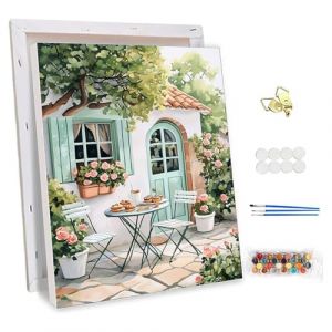 NEWENMO Paysage du Jardin Peinture par Numéro avec Cadre,Peinture Numero Adulte Table de Petit Déjeuner,Bricolage Acrylique Paint by Numbers,Creatif Toile Peinture à l'huile,pour Décor Maison 30x40cm (newenmo, neuf)