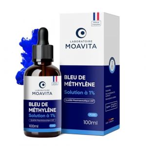Laboratoire Moavita &ndash; Bleu de M&eacute;thyl&egrave;ne 1% &ndash; Solution Pure 100ml | Ultra Haute Puret&eacute; USP &ge;99% | Fabriqu&eacute; et Test&eacute; en Allemagne | Flacon Verre Ambr&eacute; avec Pipette (Ajima-FR, neuf)