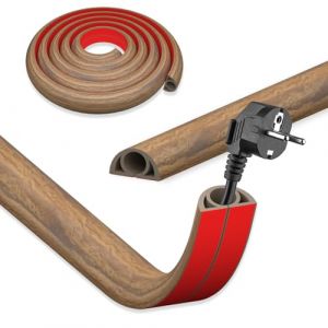 DIKARIYA Goulotte autocollante en bois fum&eacute; - 2 cm x 1 m - Petite goulotte de c&acirc;ble - Blanc - Pour l'ext&eacute;rieur - Passe-c&acirc;bles flexible - Montage facile pour c&acirc;ble d'alimentation &agrave; la maison, au bureau (DIKARIYA EU, neuf)