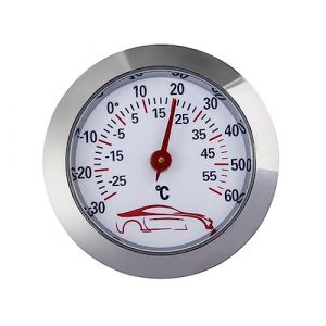 MONOJLY Thermomètre Mini Thermomètre de Voiture -30 à 60 ? Jauge de Test de température intégrée Indicateur de Compteur Cadran Rond de 43 mm - Moniteur de température analogique (BUIDI, neuf)