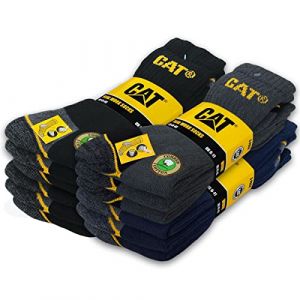 CAT Caterpillar Real Work Lot de 12 paires de chaussettes de travail pour les homme et les femmes, tailles 35-50 au choix, 43-46 (ST-Deals, neuf)