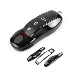 EULIMBQS Couverture clé de Case pour Porsche Macan Cayenne 718, Porte-clés de la Voiture de Voiture pour Porsche Cayman Panamera 911 Boxster (Piano Black) (LIMBQS-EU, neuf)
