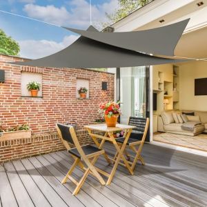 jarolift Voile d'ombrage Pare-Soleil Triangle isocèle, Hydrofuge, Brise-Soleil pour terrasse Jardin Balcon, Tissu Polyester 400 x 400 x 400 cm Anthracite (Jalousiescout Shop, neuf)
