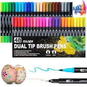 Mezzar Feutres Coloriage, 48 Couleurs Feutres Double Pointe Feutres Aquarelle Stylos Pointe 0.4mm et 1-2mm Stylo Dessin Adulte Enfants pour Dessin Journal Doodling Scrapbooking Manga (Eneig International Trading Kft., neuf)