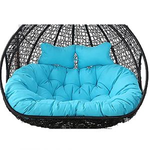 AUGRAV 2 Places Oeuf Chaise Balançoire Coussin Extérieur,Hamac Suspendu Chaise Coussin De Remplacement pour 2,Lavable Épais Grande 2 Personnes Chaise Balançoire en Osier,Imperméable Et Résistant Au (zhenfukuajing, neuf)