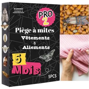 Générique Pièges à Mites Double Action : Alimentaires et vêtements - 5 Mois x Anti Mites - Piege Mites Efficace pour détecter Les infestations de Mites Alimentaires et Textile (vêtements) (ZENVEST, neuf)