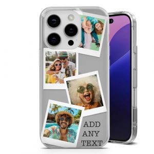 AMAZING &Eacute;tui Personnalis&eacute; pour iPhone 15 Pro Max - Coque Flexible en TPU - Personnalisez Votre Coque avec Images, Photos, Texte - Design Style Polaroid - 4 Photos (PrintAmazing, neuf)