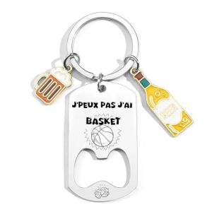 KJKJKJ Porte-cl&eacute;s Personnalis&eacute;,Coach Porteclef D&eacute;capsuleur Cadeau Original pour Fan de Sport,Personnalis&eacute; pour Basket Chasseur Football Golfeur Motard P&ecirc;cheur Cycliste Rugby Saxophone Cadeau (1) (yiwushimafendianzishangwuyouxiangongsi, neuf)