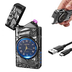 COMANYI Briquet électronique USB Plasma Rechargeable - Briquet à Arc électrique USB - Double Arc électrique - avec indicateur de Batterie - (Noir, Voile/Navire) (COMANYI, neuf)