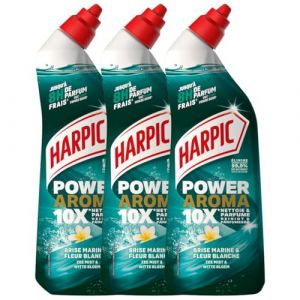 Harpic - Lot de 3 Gels WC Power Aroma - Nettoyant WC antibact&eacute;rien brise marine & fleur blanche &ndash; 750 ml (Pennguin-FR-Home, neuf)
