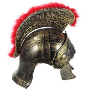 TOYANDONA Casque Romain Costume de Soldat Plastique L&eacute;ger Dor&eacute; Chapeau D'ost&eacute; Adulte Festival Cosplay Carnaval Taille Unique (Cassier, neuf)