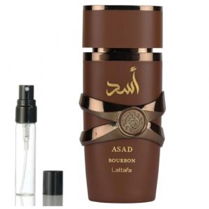 Asad Bourbon Eau de Parfum Homme 100 ml &ndash; Parfum Oriental &Eacute;pic&eacute; et Vanill&eacute;, Longue Tenue+ Mini Flacon Voyage 5ML (dz core, neuf)