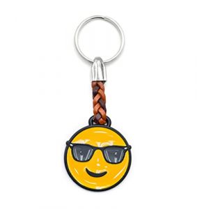 ClaroSchmuck Porte-clés Emoji Anneau porte-clés en métal Épaisseur 2 mm, bande en similicuir, Longueur totale env. 98 mm (get2trade, neuf)