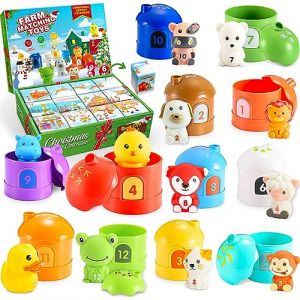 HappyGoLucky Calendrier de L'avent 2025, Jeux Montessori Cadeau Enfants Bebe, Jouet Éducatif Calendrier de l'avent Enfant Jouet Garçon Fille 1-3 Ans (L'Univers Jeux, neuf)