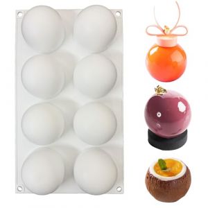 duoyif Moule en Silicone Sph&egrave;re &Oslash; 6 cm, 8 Cavit&eacute;s Moules &agrave; Chocolat Sph&egrave;re Boule, Sans BPA, Moules De Cuisson Sph&eacute;rique, Moule Boule Pour Faire Boules Chocolat Gla&ccedil;ons Mousse De D&ocirc;me (blanc, &Oslash;6cm) (Guangzhou Youyi Technology Co., Ltd, neuf)