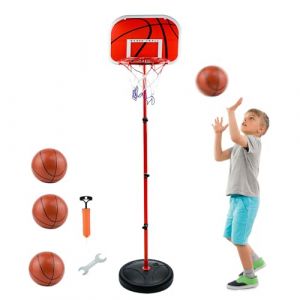 Panier Basket Enfant, AolKee Panier de Basket-Ball Portable 50CM-150cm pour Enfants, Panier de Basket-Ball réglable pour intérieur extérieur, avec 3 balles, Filet, Pompe (Alldo, neuf)