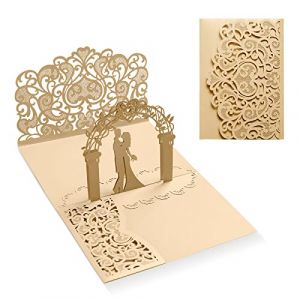 Siumir Carte Feliciation Mariage Pop Up 3D Carte Voeux Mariage avec Enveloppe Carte de Mariage Carte Cadeau pour Saint-Valentin, Anniversaire de Mariage (L'or) (siumir-eu, neuf)