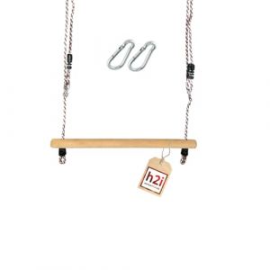 h2i Balançoire trapézoïdale - Barre trapézoïdale avec cordes réglables en hauteur et mousqueton de suspension - Barre de balançoire en bois - Balançoire pour enfants - Pour l'extérieur et l'intérieur (partyartikel-24, neuf)