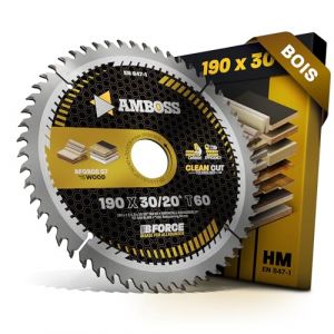 AMBOSS lame scie circulaire 190x30mm (bois) - lame de scie 190 avec 60 dents - lame scie circulaire &Oslash; 190mm - compatible Makita: DHS783.HS7601. HS7611. HS7101. 5017RKB Metabo: KS 18. KS 66 FS. (Sawblade King, neuf)