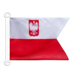 AZ FLAG - Drapeau Pavillon de guerre Pologne - 45x30 cm - Pavillon Nautique Militaire Polonais Spécial Bateau Et Extérieur En Maille Bloquée Avec Anneaux Plastiques Intégrés - 30g (AZ-FLAG, neuf)