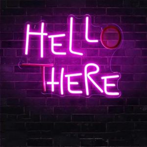 Hello There Panneaux n&eacute;on LED pour la d&eacute;coration murale Art mural n&eacute;on Lumi&egrave;res en acrylique avec cha&icirc;ne de suspension Panneaux lumineux pour la d&eacute;coration de chambre cave &agrave; homme bar 5V USB (Maimeili, neuf)