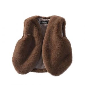 Gilet en Fausse Fourrure Enfant Fille sans Manche Veste d'hiver &eacute;paisse et Chaude Gilet Matelass&eacute; en Fausse Fourrure Manteau Filles Hiver Chaude en Peluche Gilets Polaire Manteaux 1-10 Ans (⭐⭐⭐⭐⭐5.0 Yaair-OEF, neuf)