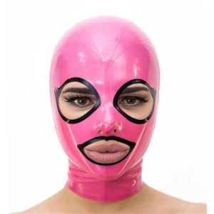 YIYELIY Masque en latex,Cagoule en caoutchouc,Ouvrez les yeux et la bouche Latex-T&ecirc;te Couverture Jeu de r&ocirc;le masques de f&ecirc;te (Rose,L) (FANGQINGMAO, neuf)