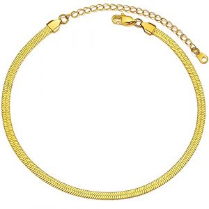 PROSTEEL Chaîne Femme Plaqué Or 5mm Collier Maille Miroir Doré Chocker Court Réglable 32cm/41cm Street Style Women Girl Chain Necklace (Prosteel Jewellery, neuf)