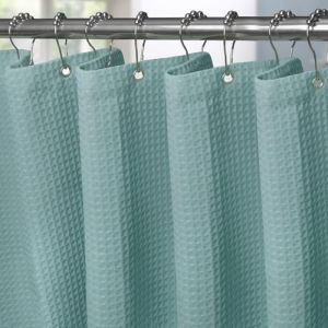 Rideau de Douche Gaufre avec Anneaux en Métal Rideau de Douche Baignoire Anti Moisissure Tissu Rideau Salle de Bain Robuste pour Baignoire Cabine de Douche, Ourlet Lesté - 182x214CM (Turquoise) (VANZAVANZU FR, neuf)