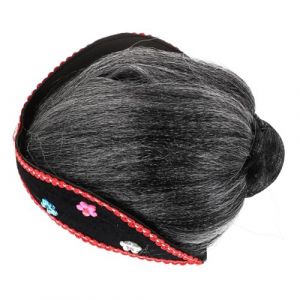 Vaguelly Perruque De Cosplay Femme Âgée Costume De Mamie Courte Grise Avec Chignon Pour Garçon Fille Et Filles Accessoires Halloween Et Déguisement Ancienne (Letesi, neuf)