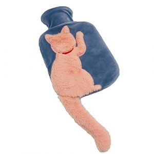 YHNJI Bouillotte avec housse en peluche en forme de chat - Bouillotte en caoutchouc - Chauffe-mains - Poche d'eau chaude pour le cou, les &eacute;paules, les pieds, les crampes menstruelles (Aolgatc, neuf)