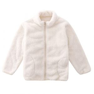Enfant Gar&ccedil;on Fille Manches Longues Hiver Solide Polaire Manteau Veste avec Fermeture &Eacute;clair &Eacute;paissir V&ecirc;tements d'ext&eacute;rieur chauds Costume Gar&ccedil;on, Blanc., 5-6 ans (NOSsdfss, neuf)