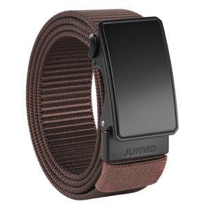 JUKMO Ceinture &agrave; cliquet en nylon pour homme de 3,8 cm, ceinture d&eacute;contract&eacute;e avec boucle coulissante pour jeans, sans trous, bordure r&eacute;glable pour s'adapter, caf&eacute;, Medium-for Waist 36"-42"(Length 49 (JUKMO, neuf)